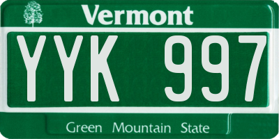 VT license plate YYK997