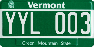 VT license plate YYL003