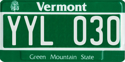 VT license plate YYL030