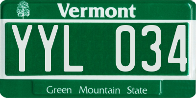 VT license plate YYL034