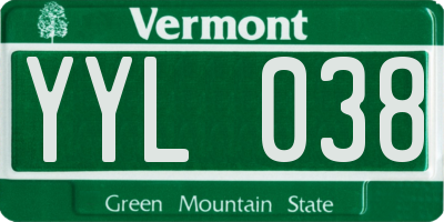 VT license plate YYL038
