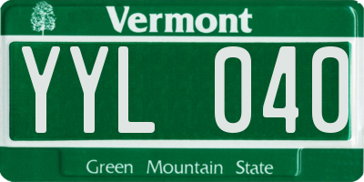 VT license plate YYL040