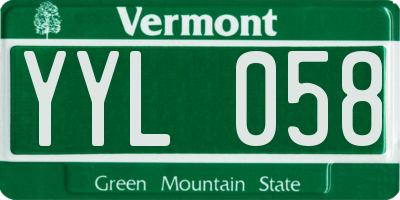 VT license plate YYL058