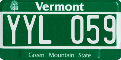 VT license plate YYL059