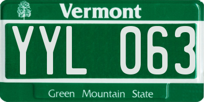 VT license plate YYL063