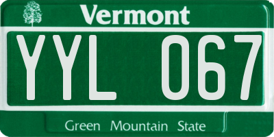 VT license plate YYL067