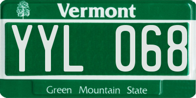 VT license plate YYL068