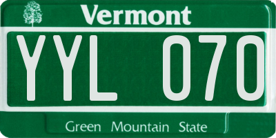 VT license plate YYL070
