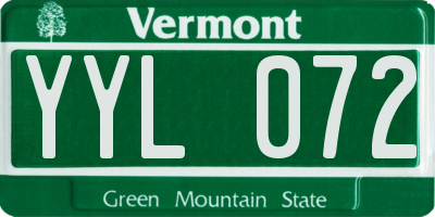 VT license plate YYL072