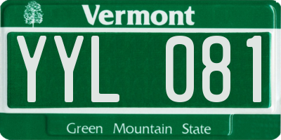 VT license plate YYL081
