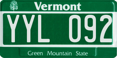 VT license plate YYL092