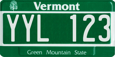 VT license plate YYL123