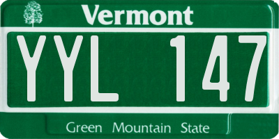 VT license plate YYL147