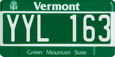 VT license plate YYL163