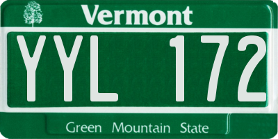 VT license plate YYL172