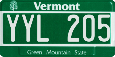 VT license plate YYL205