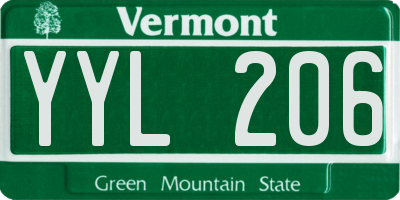 VT license plate YYL206