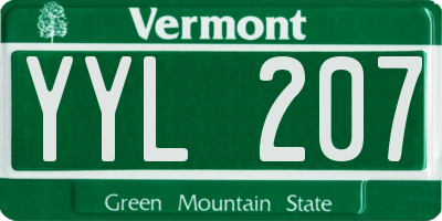 VT license plate YYL207