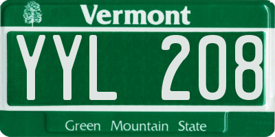 VT license plate YYL208