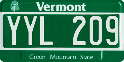 VT license plate YYL209