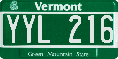 VT license plate YYL216