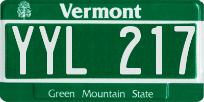 VT license plate YYL217