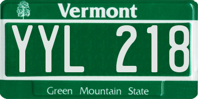 VT license plate YYL218