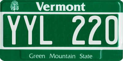 VT license plate YYL220