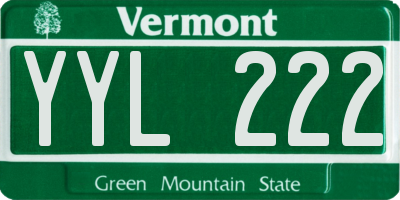 VT license plate YYL222