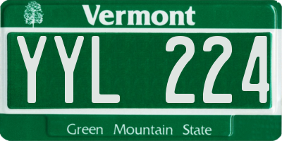 VT license plate YYL224
