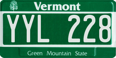 VT license plate YYL228