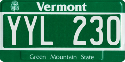 VT license plate YYL230