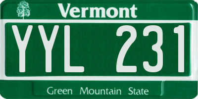 VT license plate YYL231