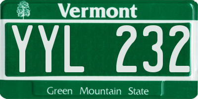 VT license plate YYL232