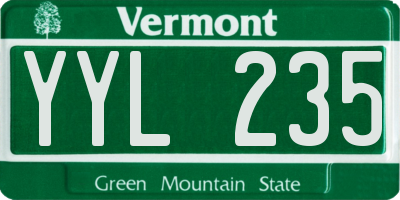 VT license plate YYL235