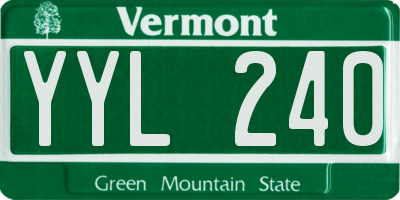 VT license plate YYL240