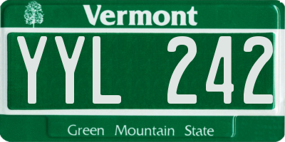 VT license plate YYL242
