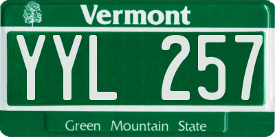 VT license plate YYL257