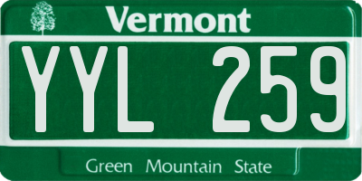 VT license plate YYL259