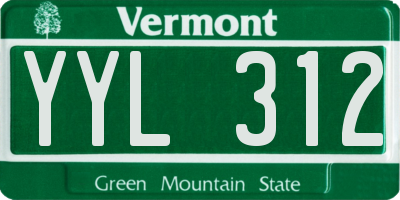 VT license plate YYL312