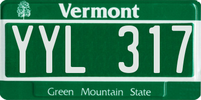 VT license plate YYL317