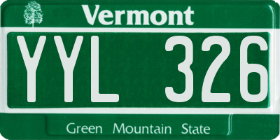 VT license plate YYL326
