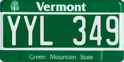 VT license plate YYL349