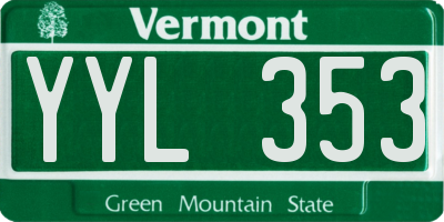 VT license plate YYL353