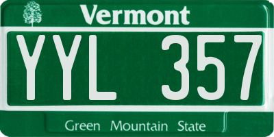 VT license plate YYL357