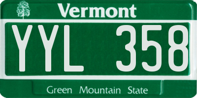 VT license plate YYL358
