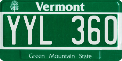 VT license plate YYL360