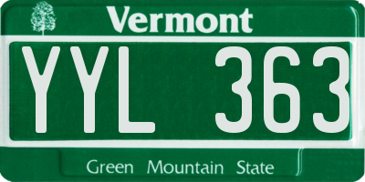 VT license plate YYL363