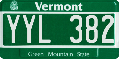 VT license plate YYL382