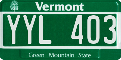 VT license plate YYL403